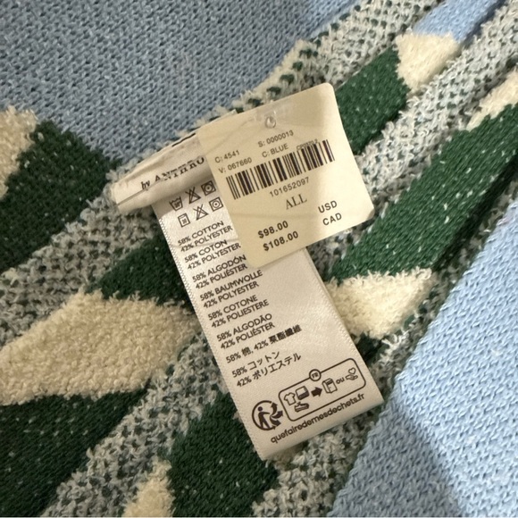 Anthropologie Blue and Green Knit Throw - Picture 5 of 6